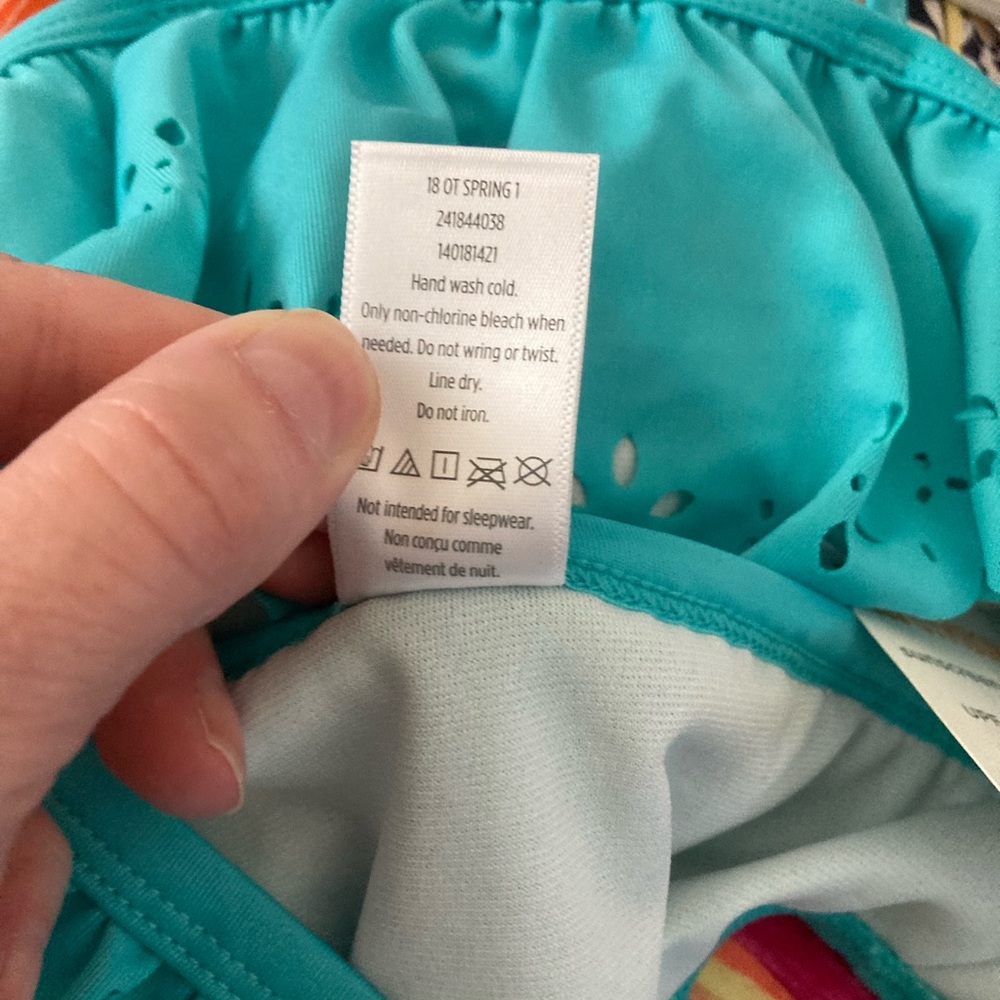 🌸NWT Gymboree 2pc Turquoise Bandeau/Halter Top Both w/Laser Cut Overlay C - Picture 3 of 9